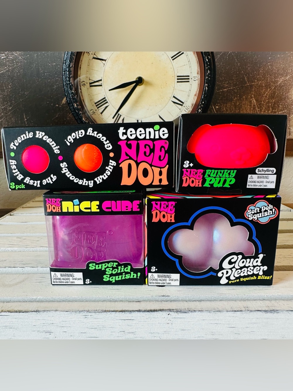 🩷💜 Authentic NeeDoh cloud Pleaser, Funky Pup, Teenies, and Nice Cube 🩷💜🩷